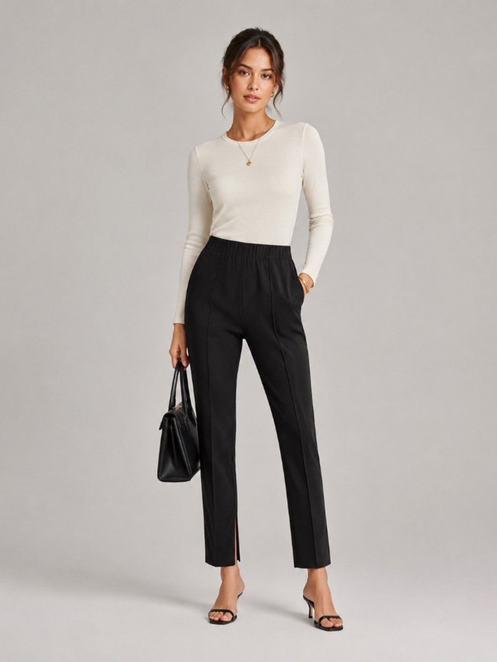 By Anthropologie High-Rise Black Ankle-Zip Legging Trousers –‎ Size M